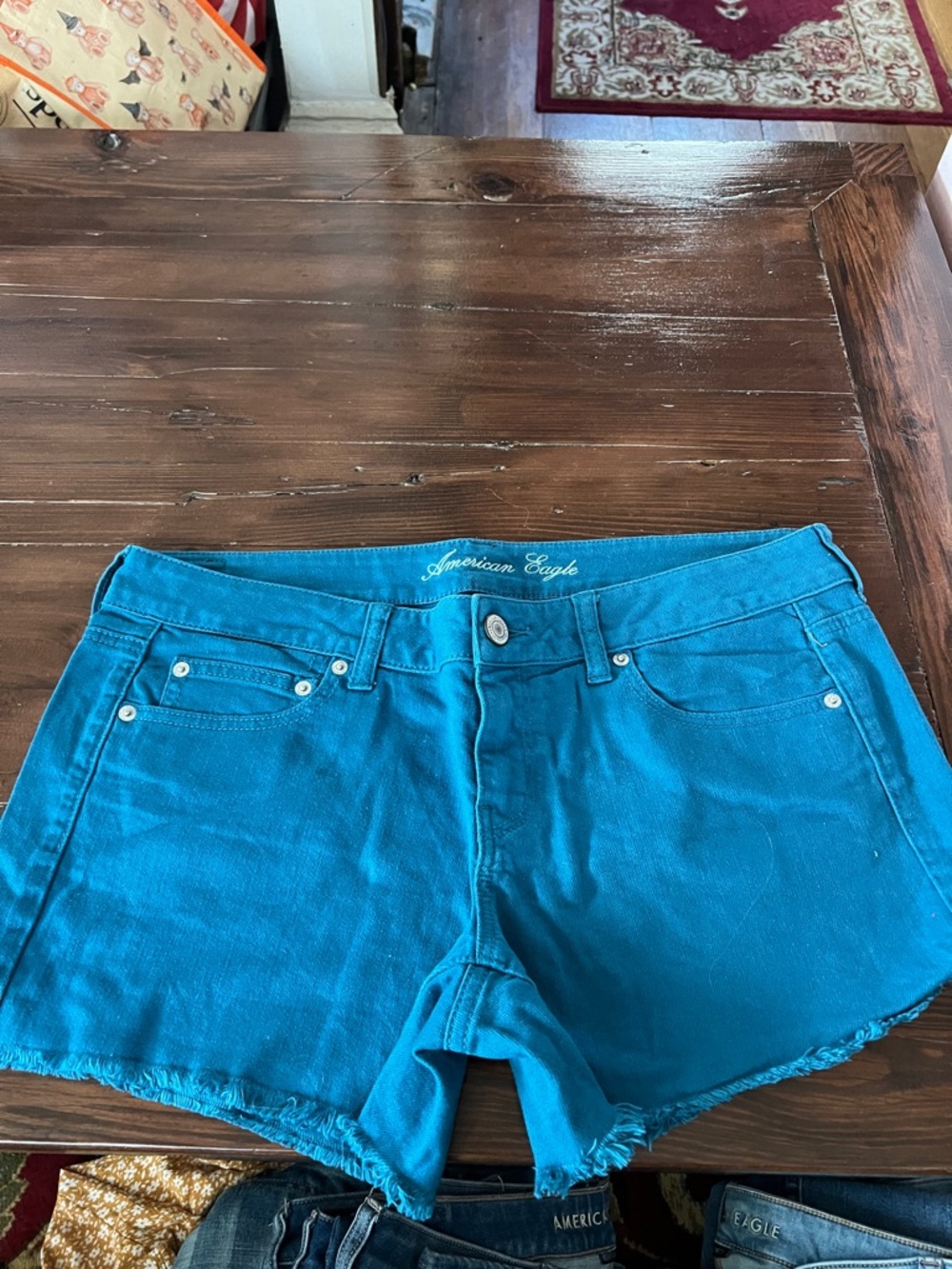 American Eagle Outfitters Teal Denim Cutoff Shorts